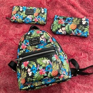 Loungefly backpack, wallet, accessories bag set.  Used once at Disney.  EUC!